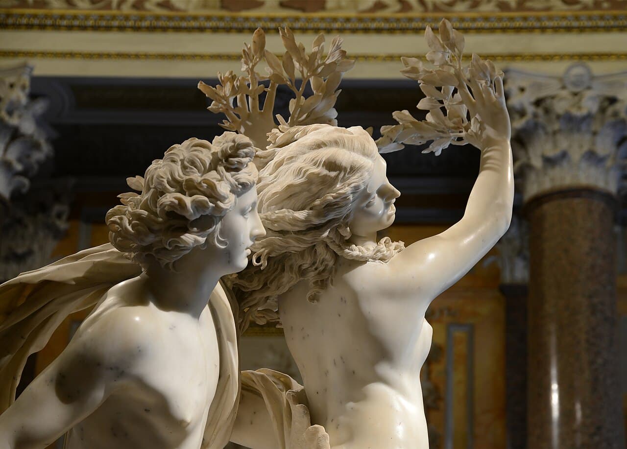 Bernini's marble Apollo and Daphne viewed from the front