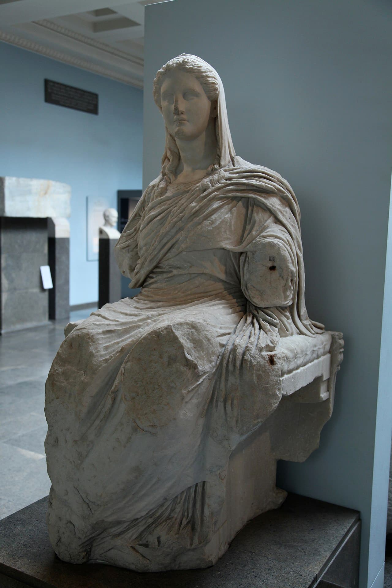 Marble statue of Demeter seated on a throne