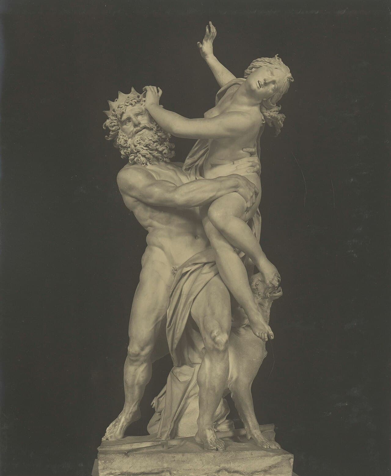 Historical photograph of Bernini's Pluto and Proserpina sculpture