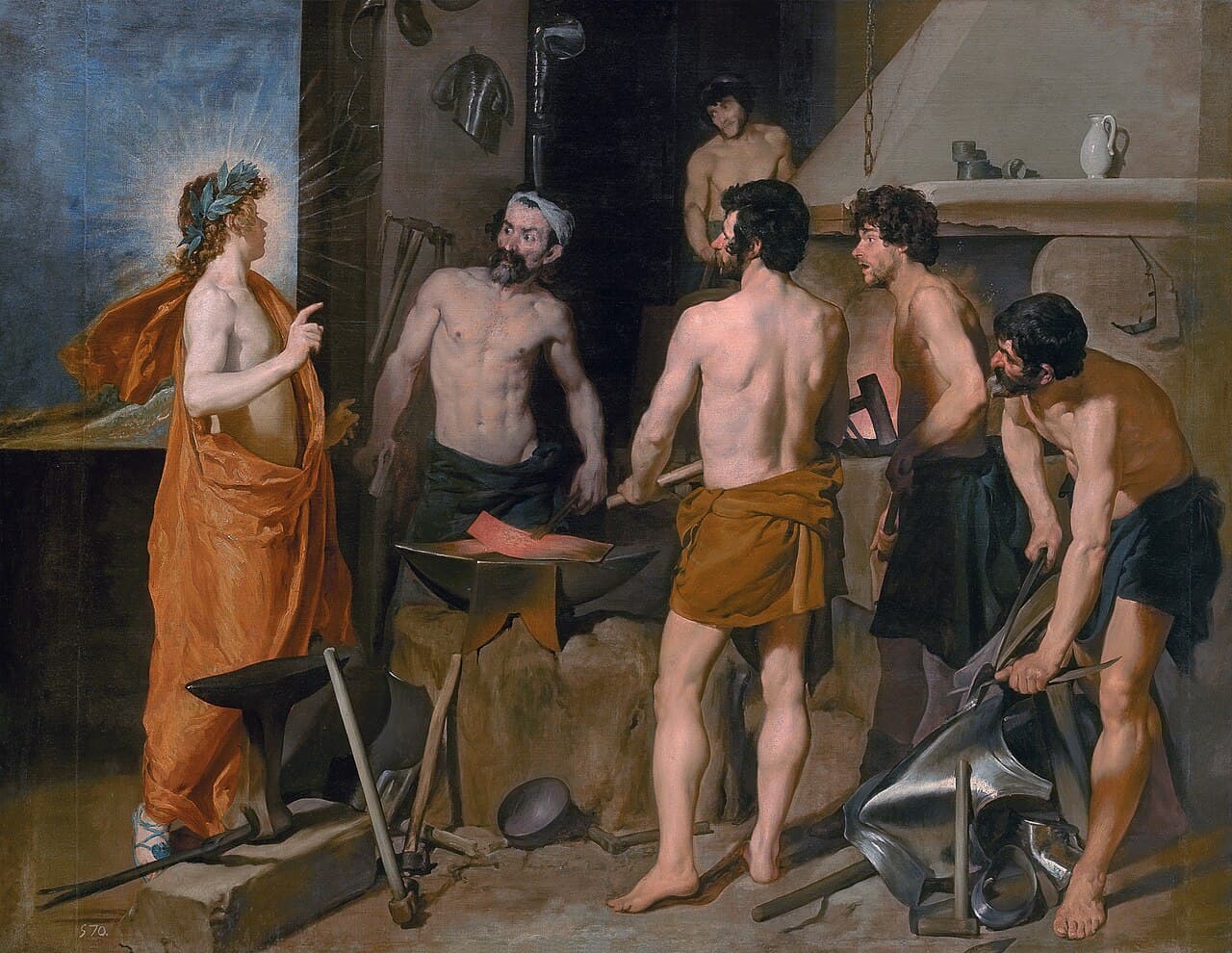 Velázquez's Vulcan's Forge with Apollo addressing the smiths