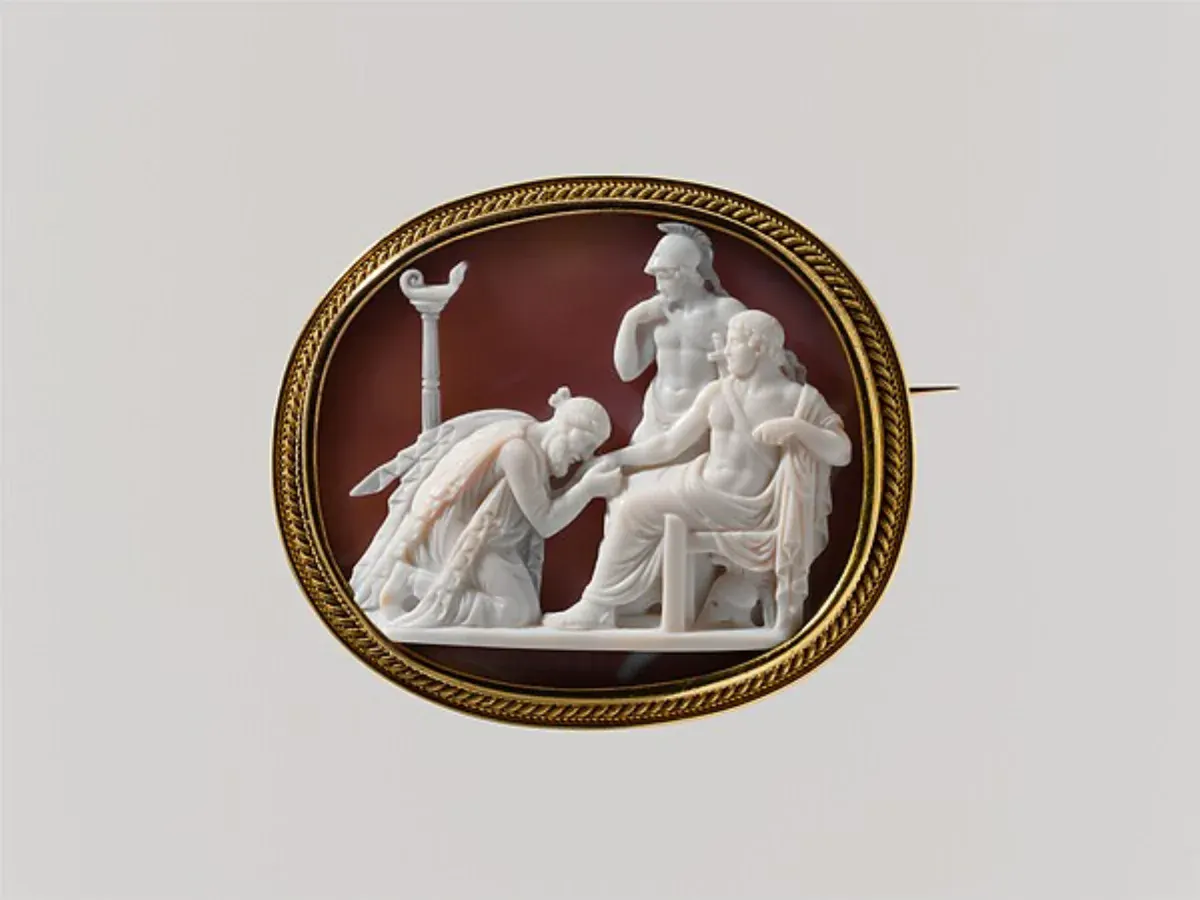 Onyx cameo of Priam kneeling before Achilles