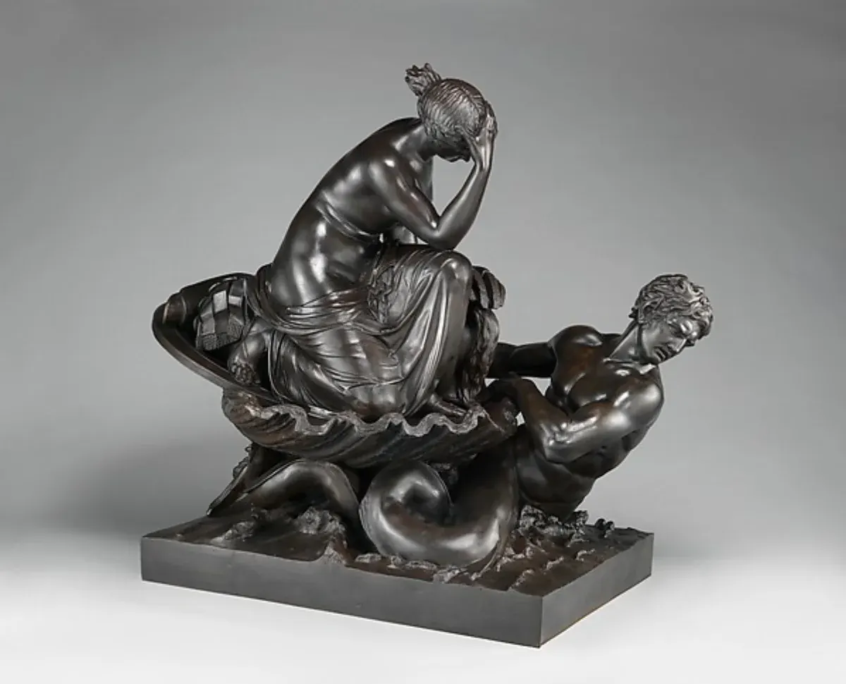 Bronze sculpture of Thetis carrying armor to Achilles across the sea
