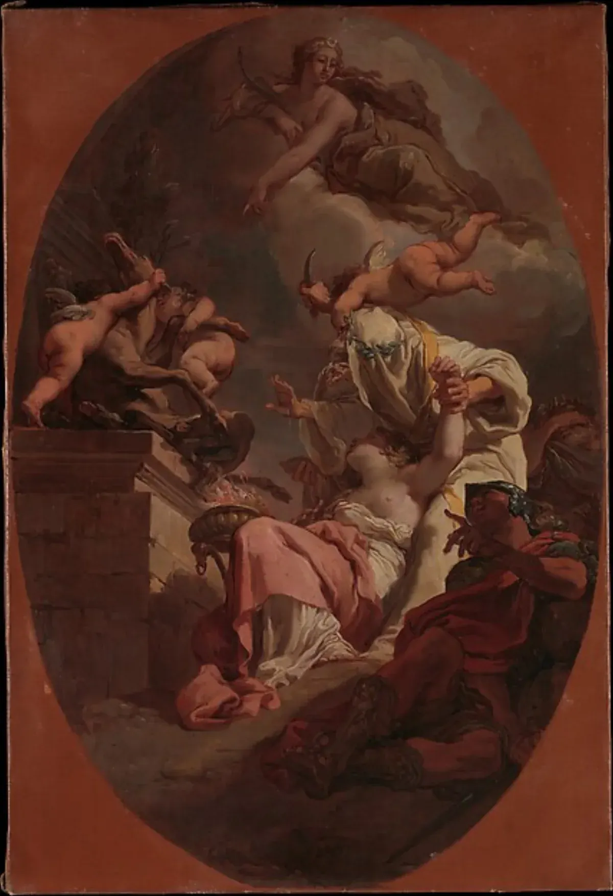 Gandolfi painting of the sacrifice of Iphigenia with Artemis above