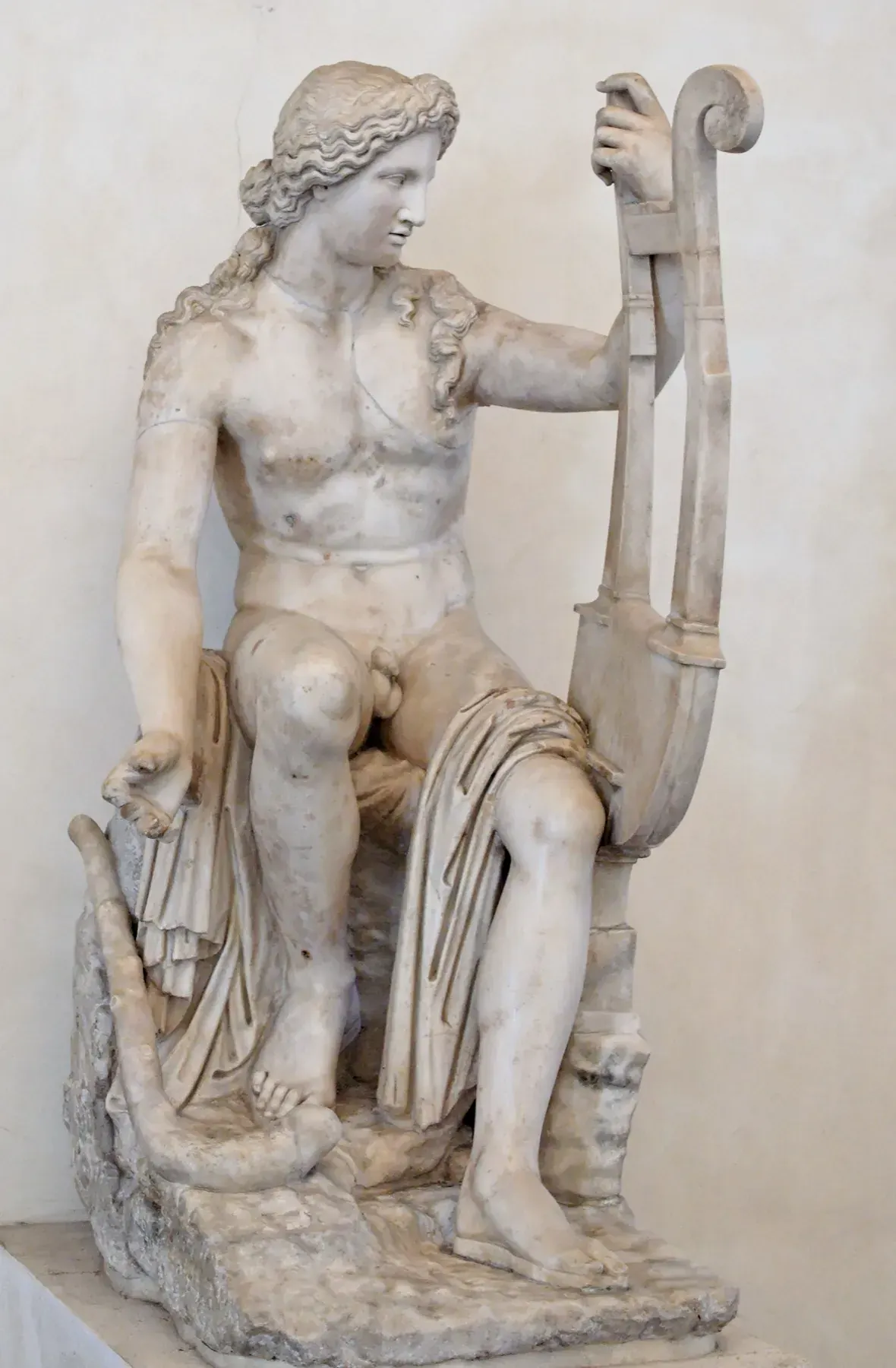 Marble statue of Apollo with a cithara