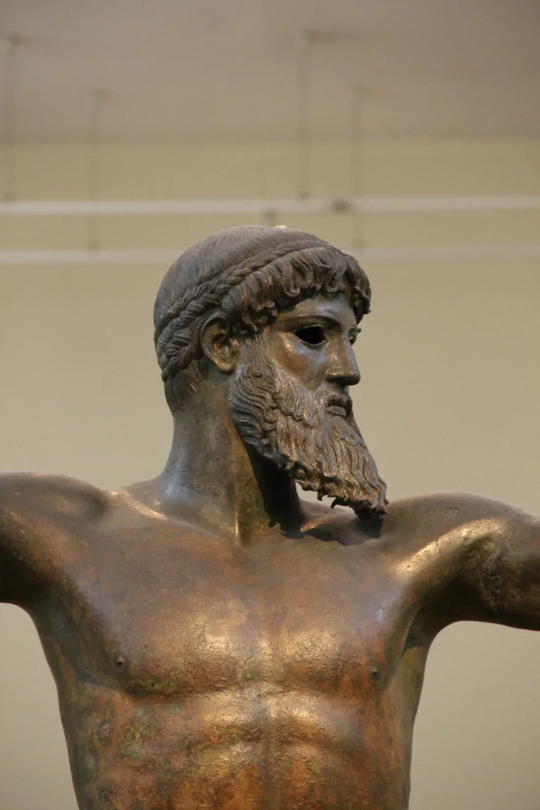 Detail of the bearded Artemision bronze, possibly Zeus or Poseidon