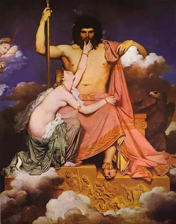 Ingres's painting Jupiter and Thetis, showing Thetis petitioning the enthroned Jupiter