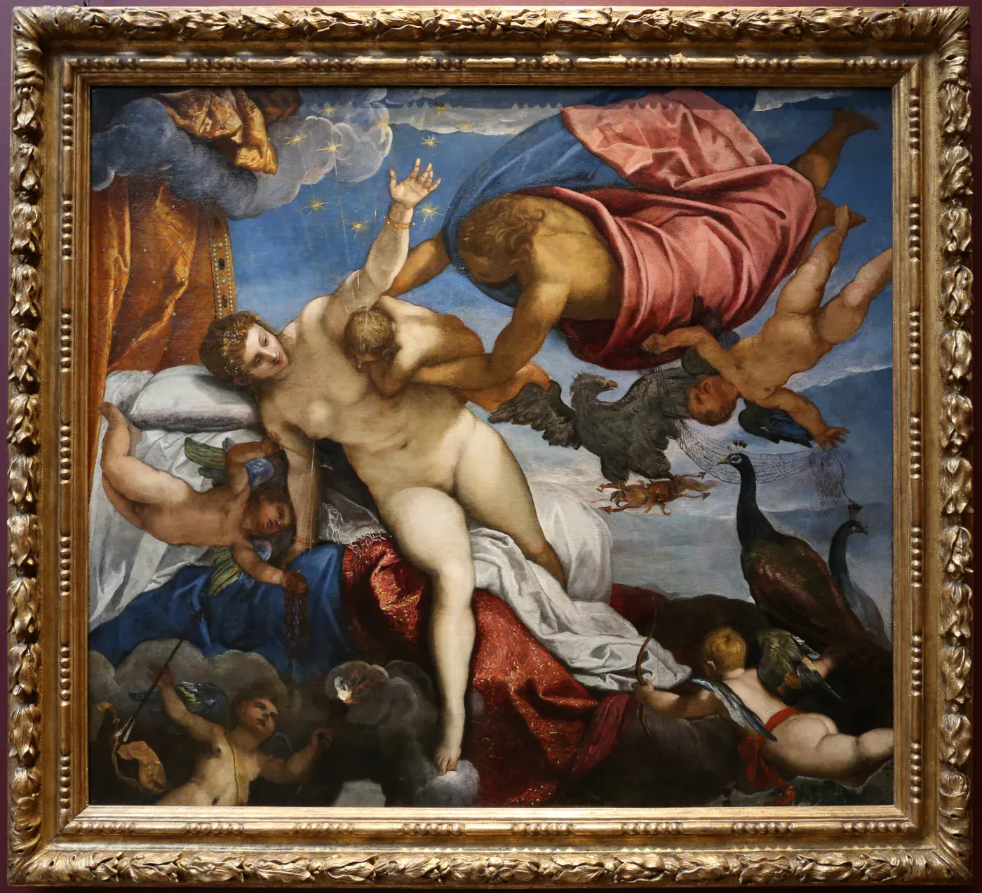 Tintoretto's painting The Origin of the Milky Way in its gallery frame