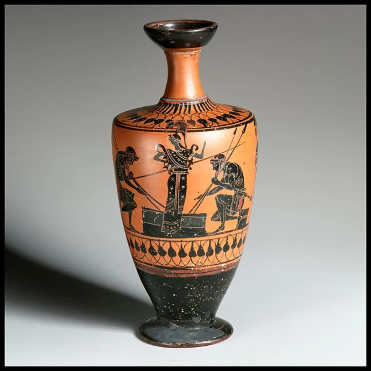 Attic lekythos with Trojan War funeral games and Ajax