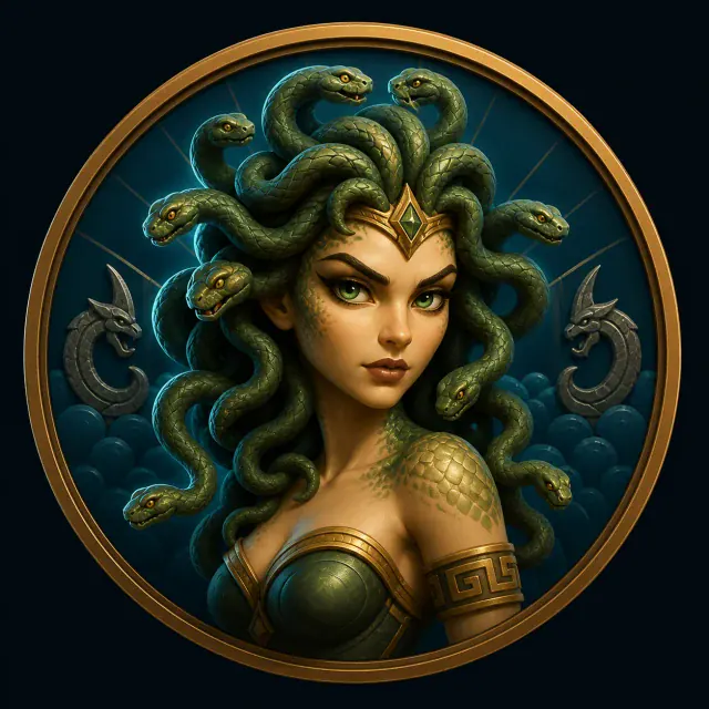 Illustrated portrait of Medusa