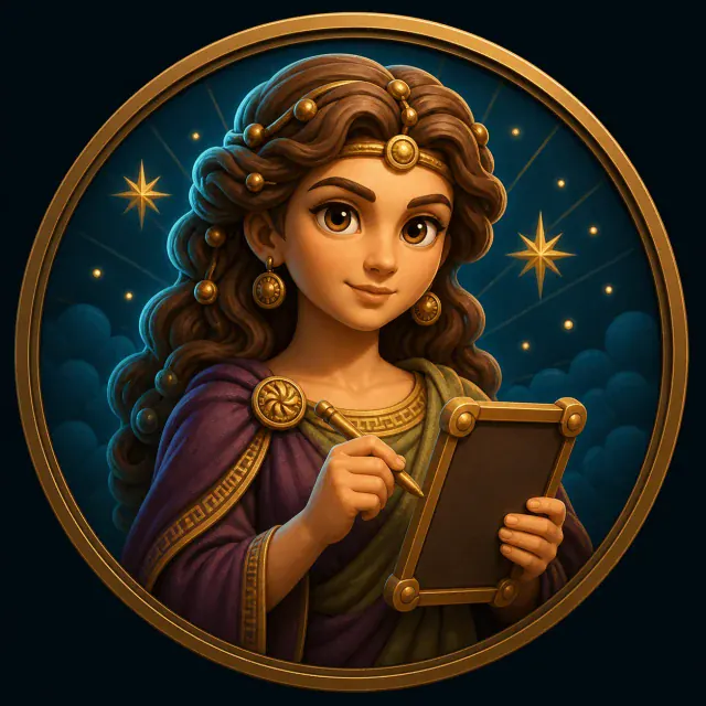 Illustrated portrait of Mnemosyne