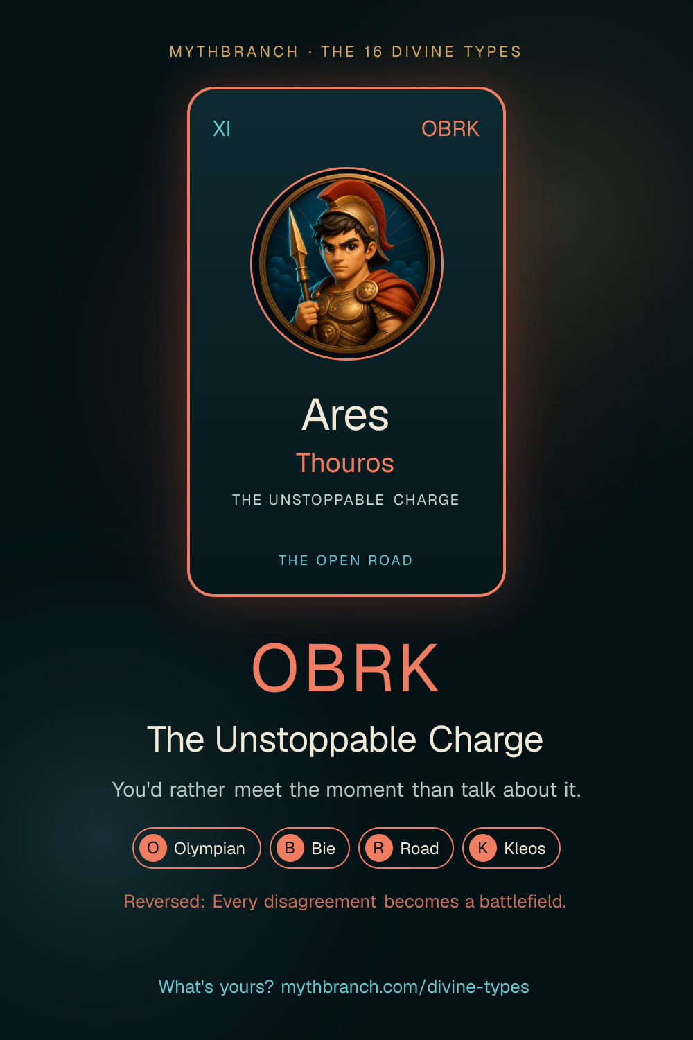 Ares Thouros divine type card poster, OBRK