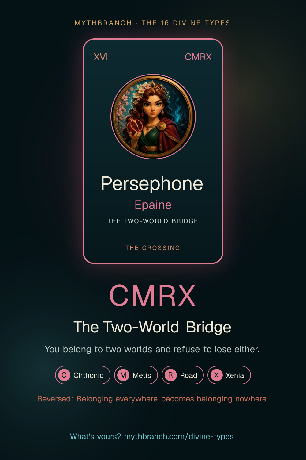Persephone Epainē divine type card poster, CMRX
